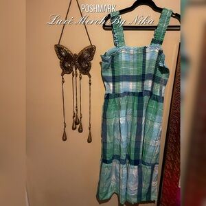 Time and Tru Women's Smocked Midi Dress with Ruffle Straps XXL